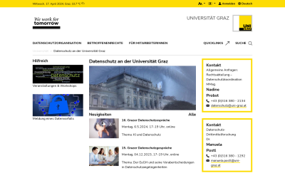 Screenshot Datenschutz an der Universität Graz