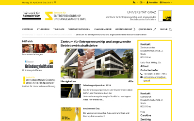 Screenshot Zentrum für Entrepreneurship und angewandte Betriebswirtschaftslehre