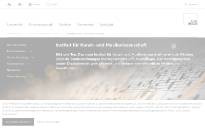 Screenshot Institut für Kunst- und Musikwissenschaft