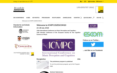 Screenshot Welcome to ICMPC15/ESCOM10