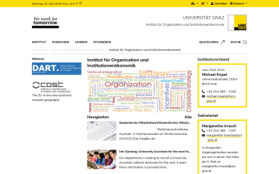 Screenshot Institut für Organisation und Institutionenökonomik