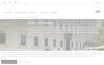 Screenshot Institut für Psychologie